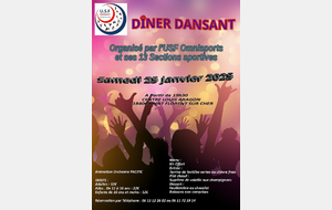 DÎNER DANSANT DE L'USF OMNISPORTS LE 25 JANVIER 2025 A PARTIR DE 18H30